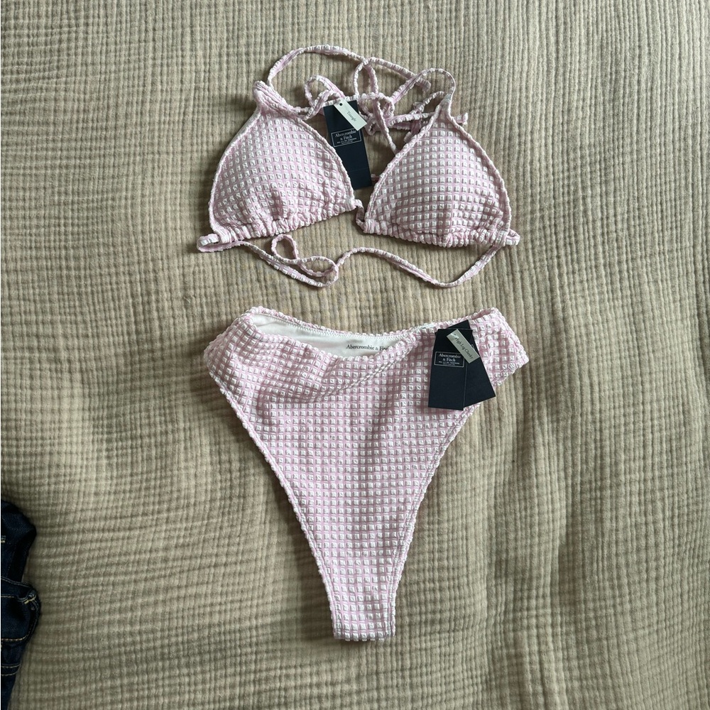 Pink Textured Bikini Set